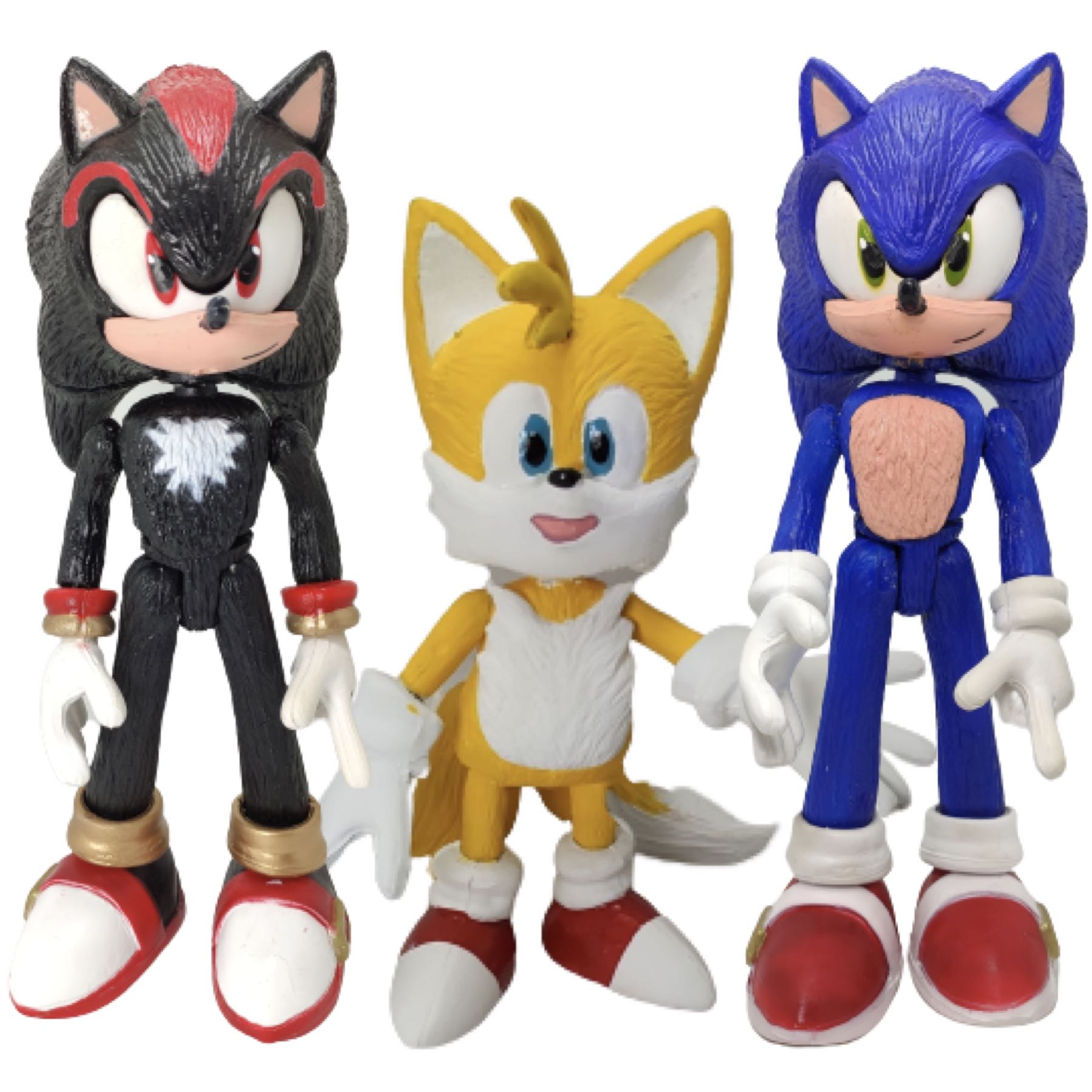 3 Figuras Sonic The Hedgehog Combo Azul + Shadow Negro + Tails Miles Juguete Muñeco Origins Adventures Pelicula Erizo Emerald