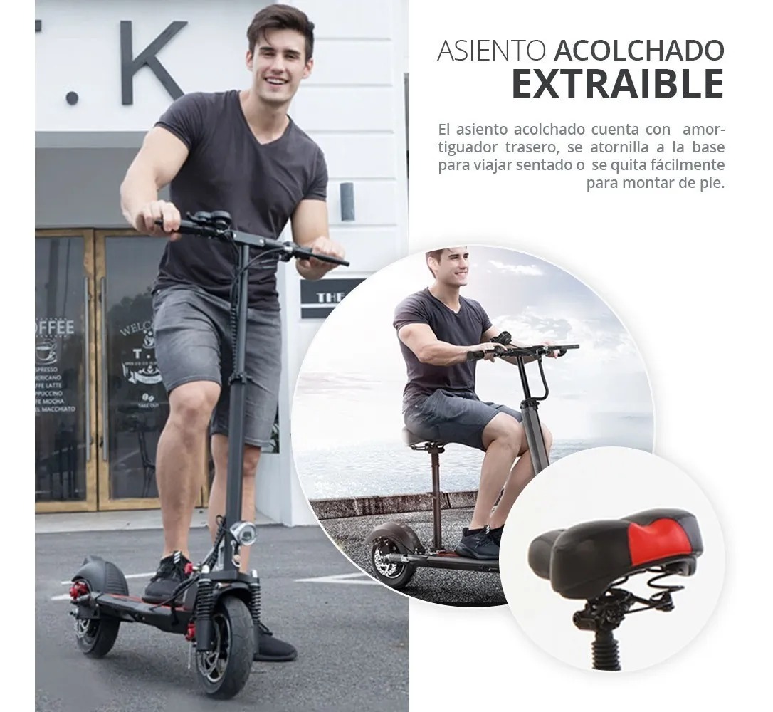 Patín Eléctrico Scooter Eléctrico Plegable Con Silla ( Moto ) 45 Km/h 3 Vel.