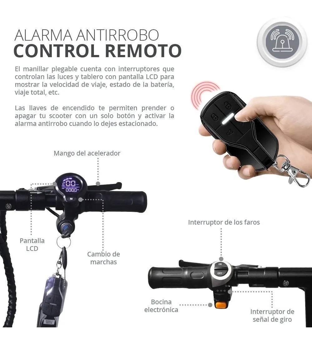 Patín Eléctrico Scooter Eléctrico Plegable Con Silla ( Moto ) 45 Km/h 3 Vel.