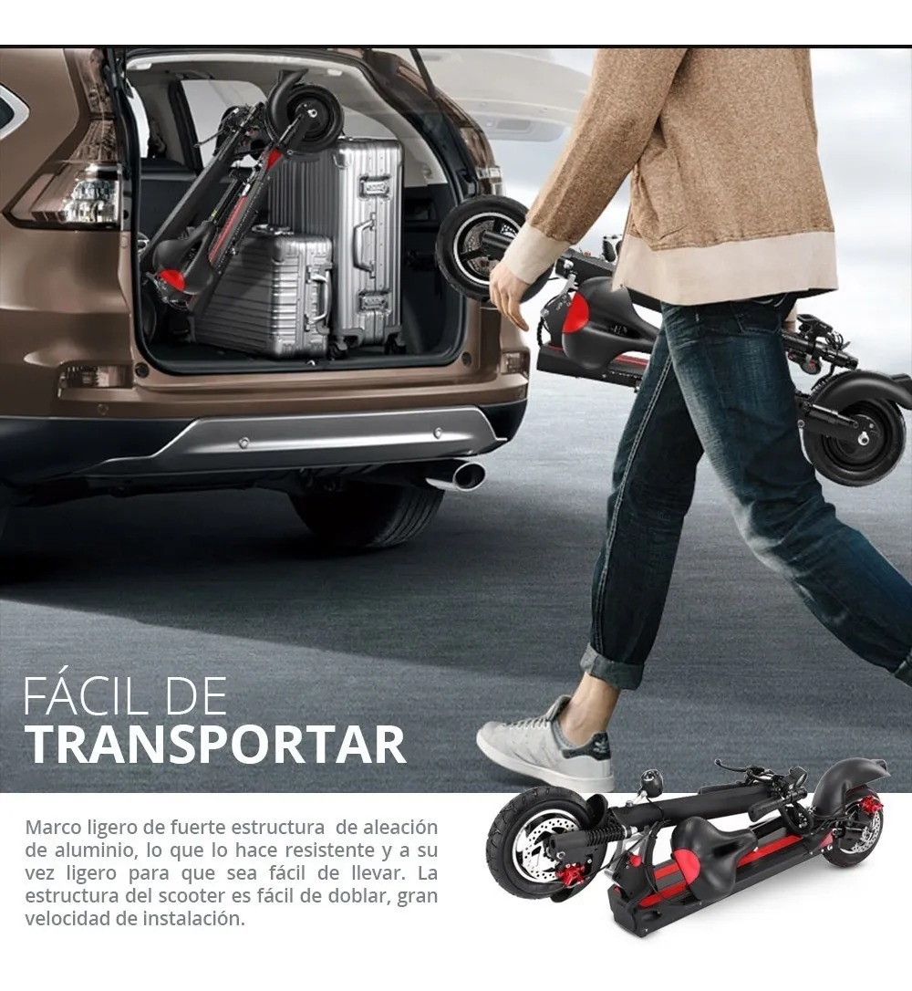 Patín Eléctrico Scooter Eléctrico Plegable Con Silla ( Moto ) 45 Km/h 3 Vel.