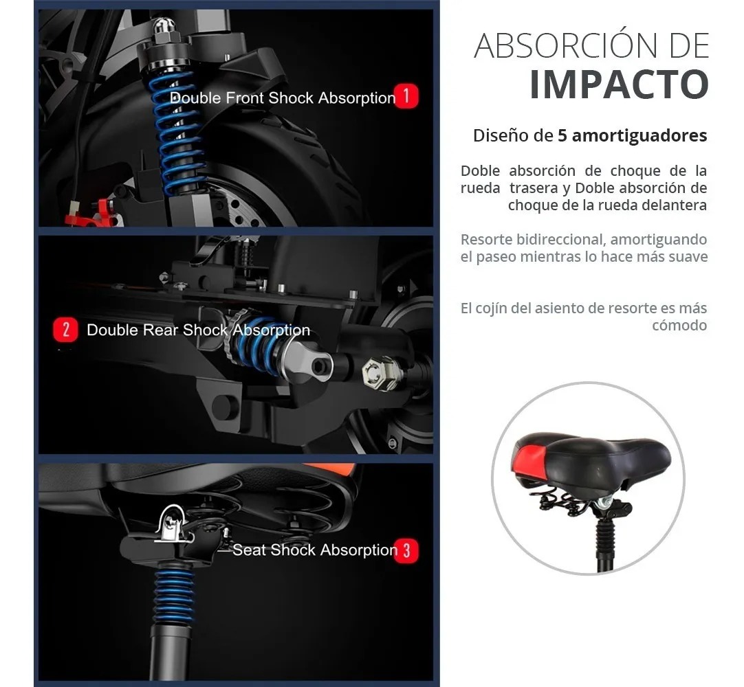 Patín Eléctrico Scooter Eléctrico Plegable Con Silla ( Moto ) 45 Km/h 3 Vel.