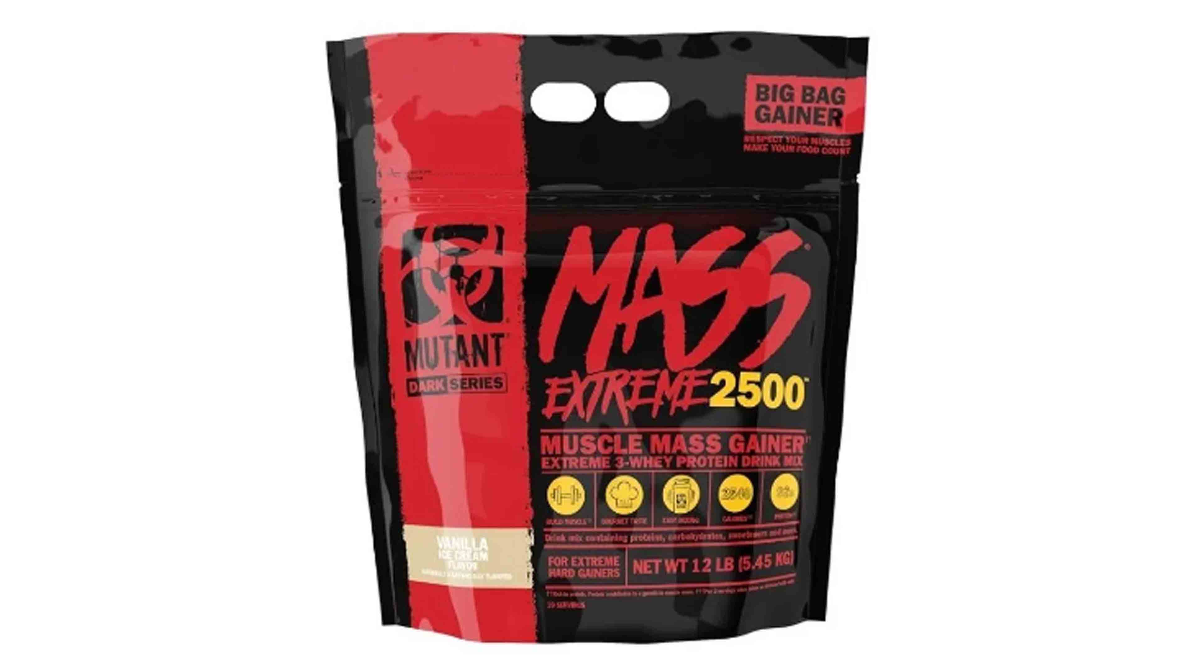 Proteina Ganador de Peso Mutant Mass Xxxtreme 2500 12lbs Sabor Vainilla 19 servicios Gainer Mutant