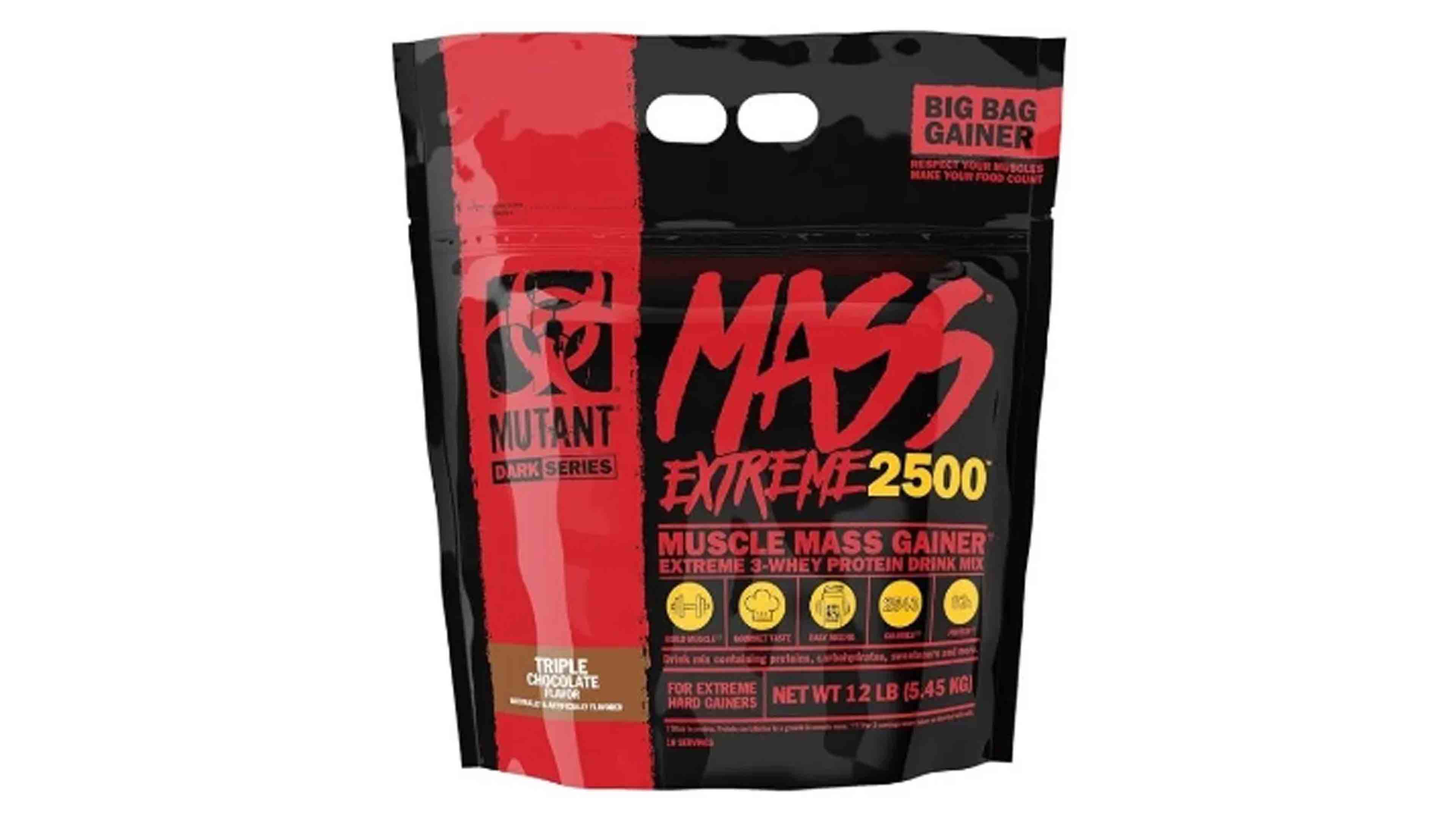 Proteina Ganador de Peso Mutant Mass Xxxtreme 2500 12lbs sabor Triple Chocolate 19 servicios Gainer Mutant
