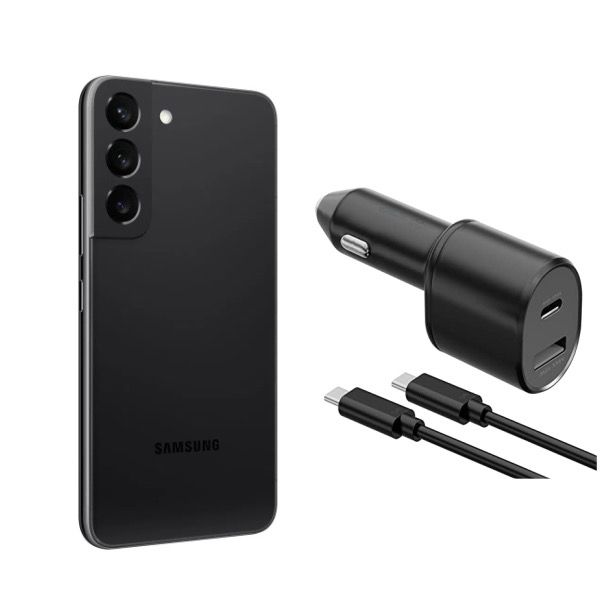 Samsung Galaxy S22 Negro 256GB Snapdragon Nuevo + Cargador de Auto 45W Carga Rápida