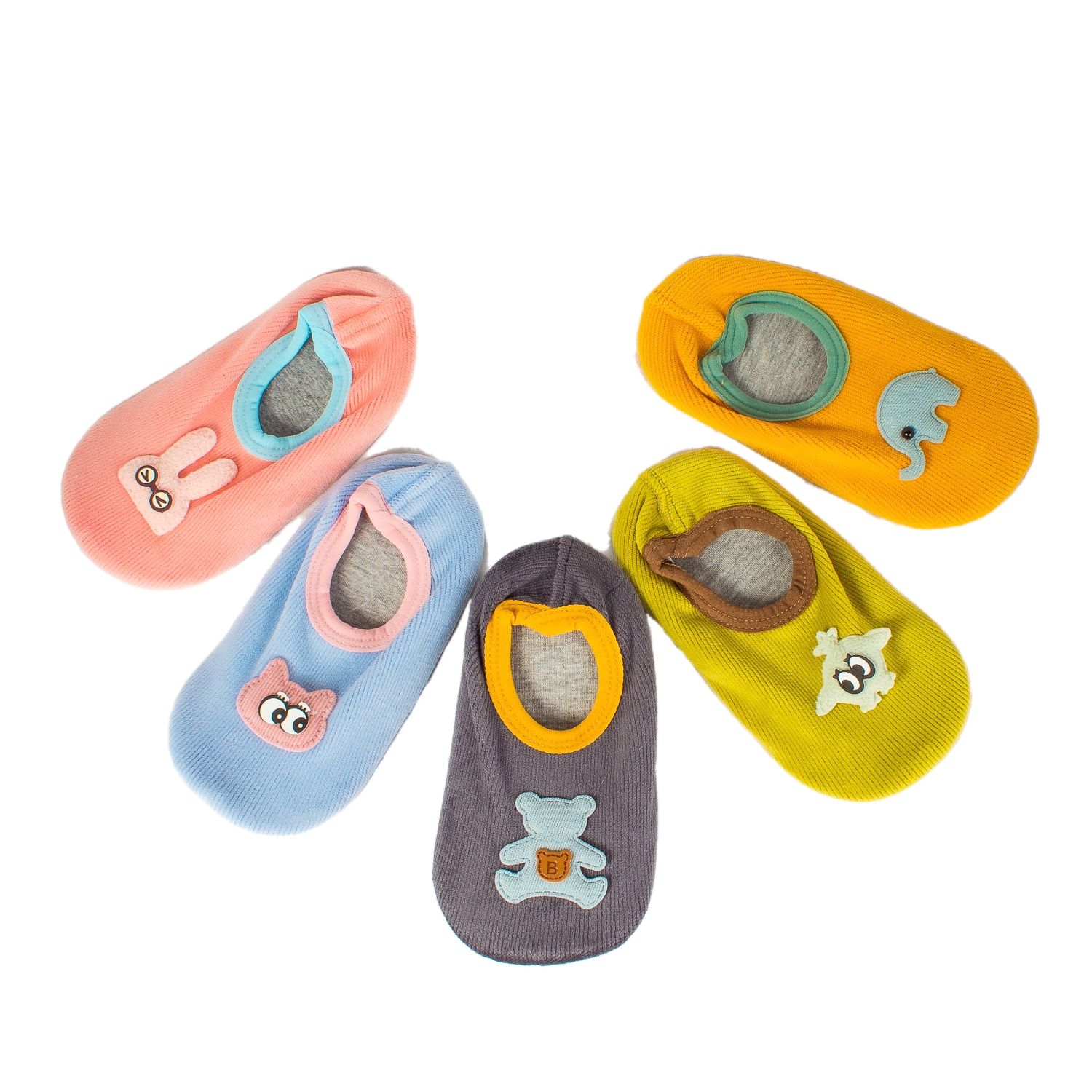 Pantufla de tela para bebé. Suela antiderrapante. Animalitos