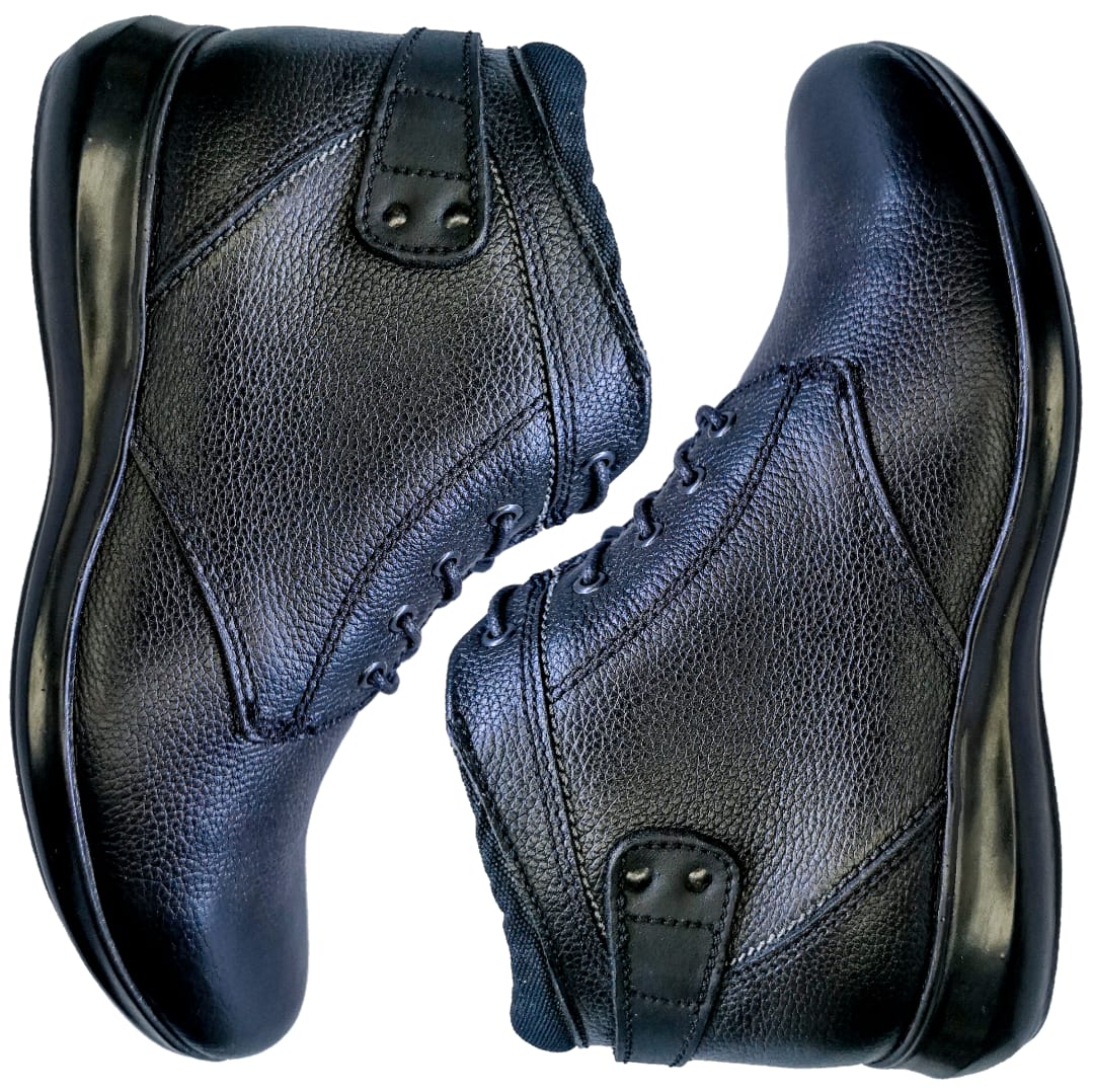 Botín Negro Dama Casual 100% Piel Corte Vacuno 22-27 Cordones