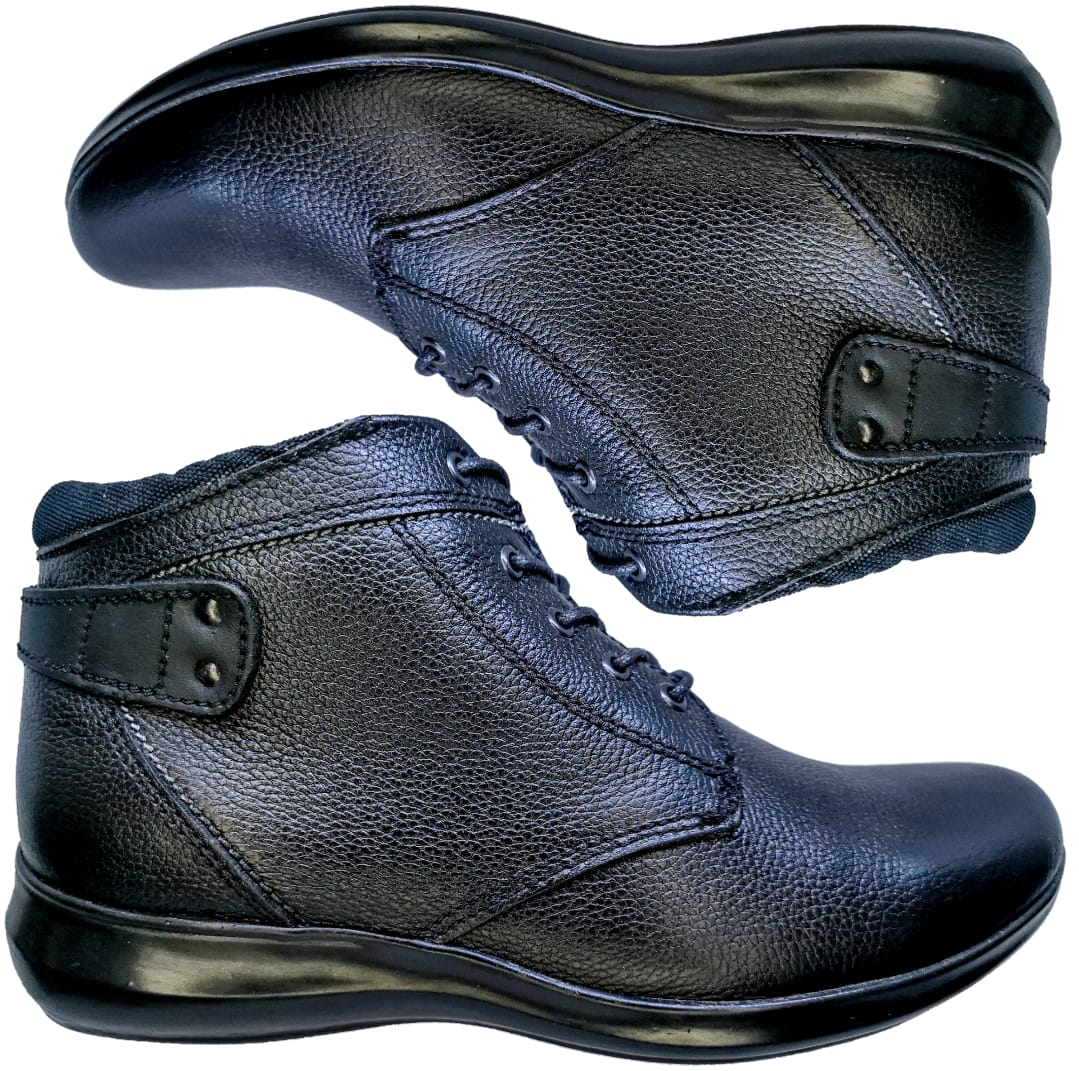 Botín Negro Dama Casual 100% Piel Corte Vacuno 22-27 Cordones