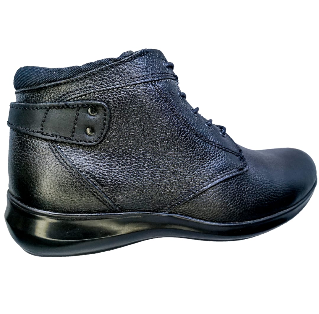 Botín Negro Dama Casual 100% Piel Corte Vacuno 22-27 Cordones