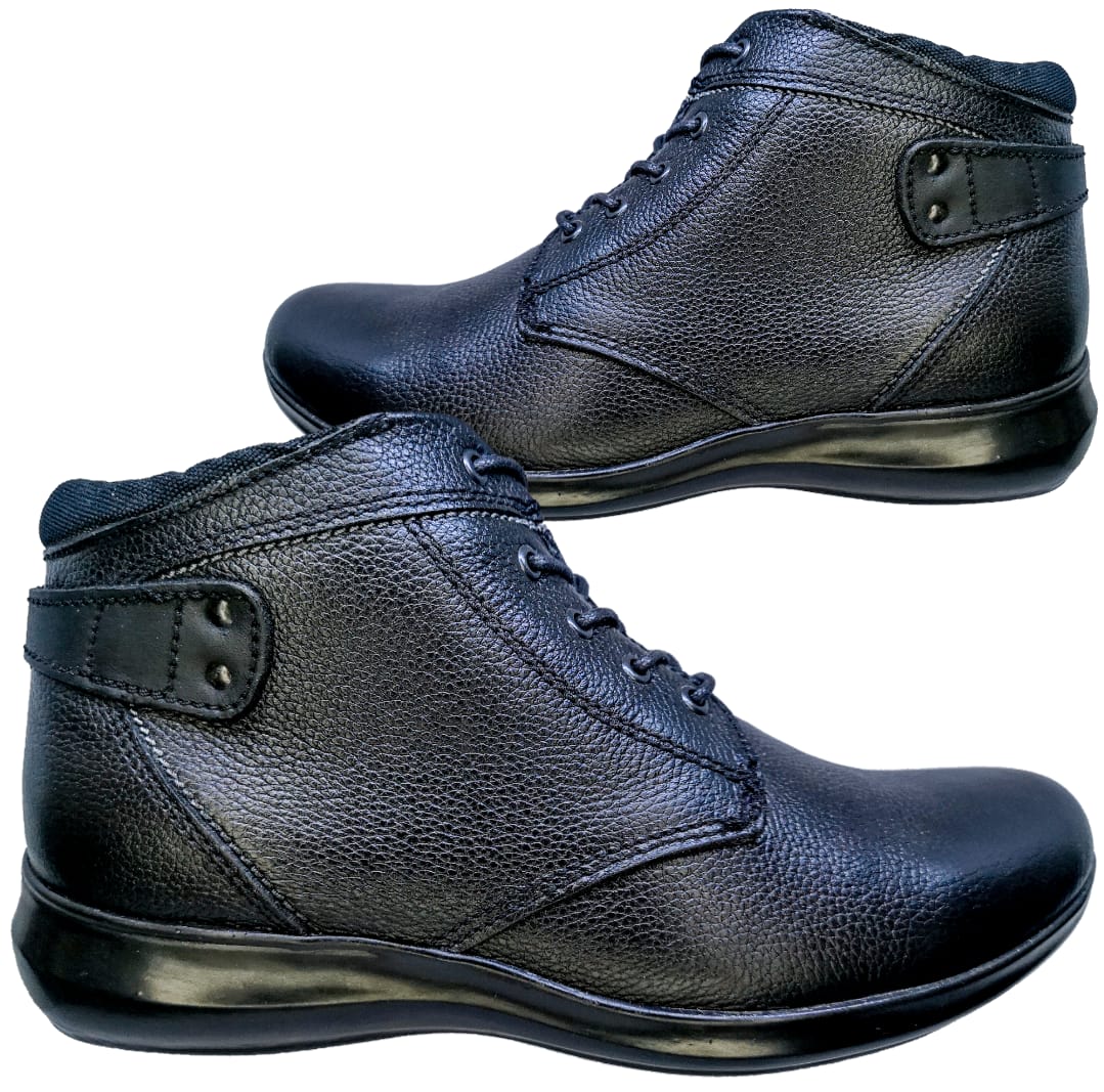 Botín Negro Dama Casual 100% Piel Corte Vacuno 22-27 Cordones