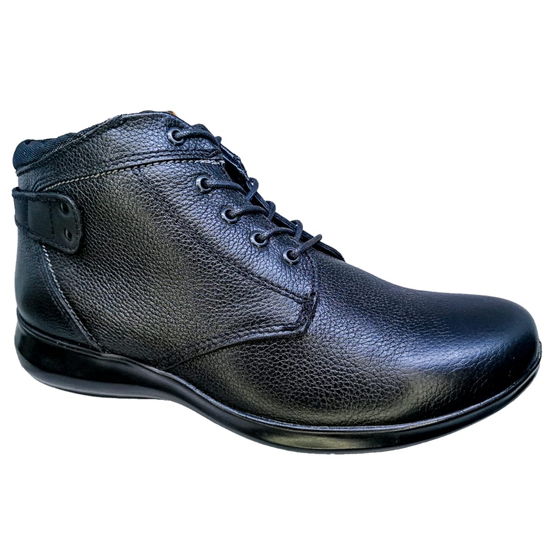 Botín Negro Dama Casual 100% Piel Corte Vacuno 22-27 Cordones