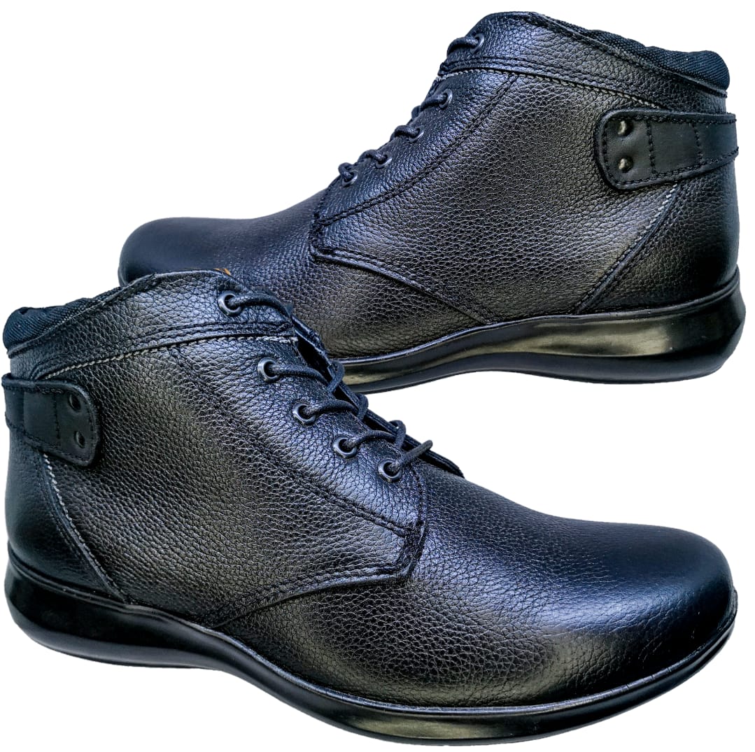Botín Negro Dama Casual 100% Piel Corte Vacuno 22-27 Cordones