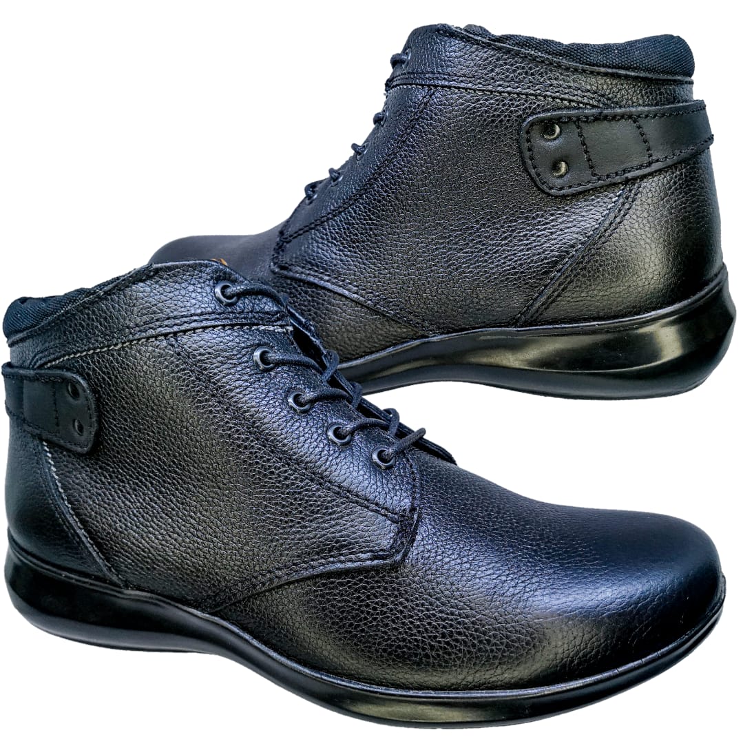 Botín Negro Dama Casual 100% Piel Corte Vacuno 22-27 Cordones