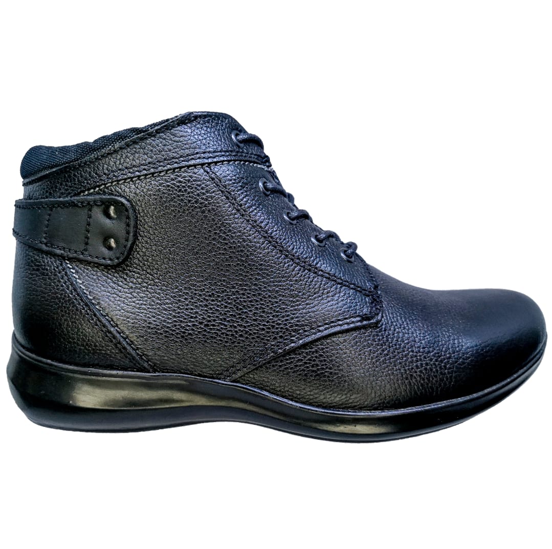 Botín Negro Dama Casual 100% Piel Corte Vacuno 22-27 Cordones