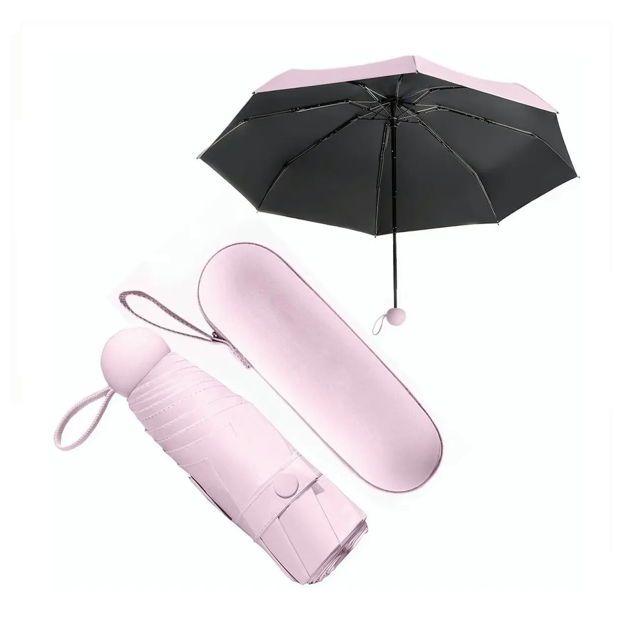 Paraguas Sombrilla De Bolsillo Anti-ultravioleta Color Rosa