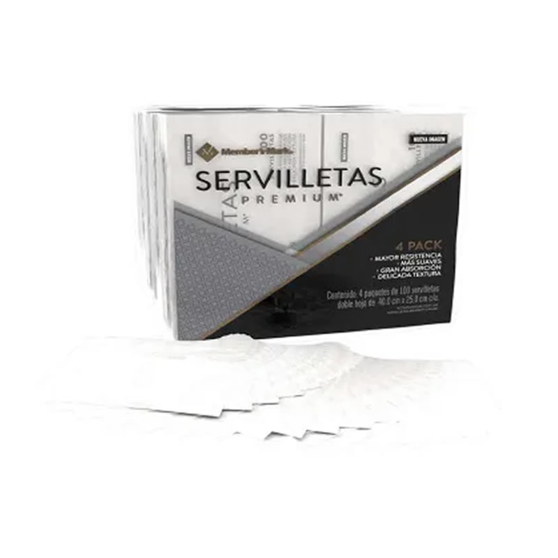 4 Paquetes De 100 Servilletas Members Mark 000086134 SMS