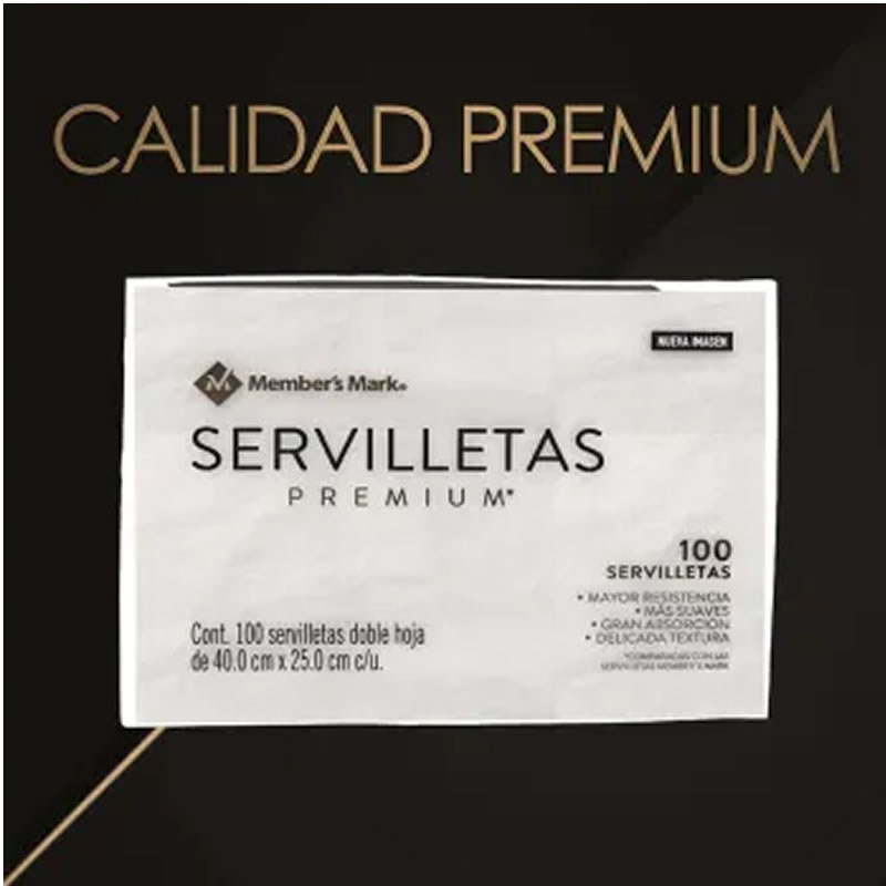 4 Paquetes De 100 Servilletas Members Mark 000086134 SMS