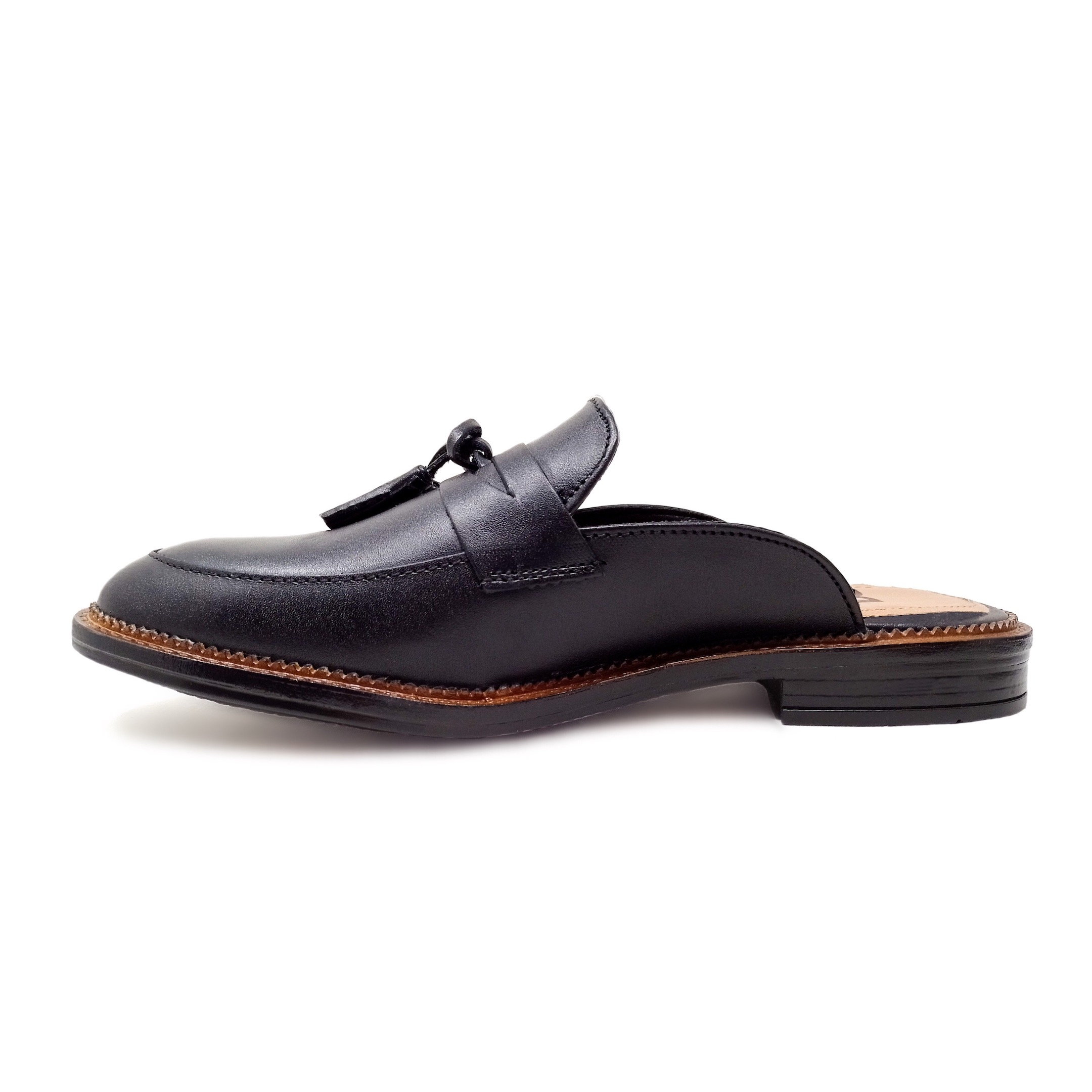 Zapato Tipo Mule Flat Dasalo Negro En Piel Vacuno Para Dama