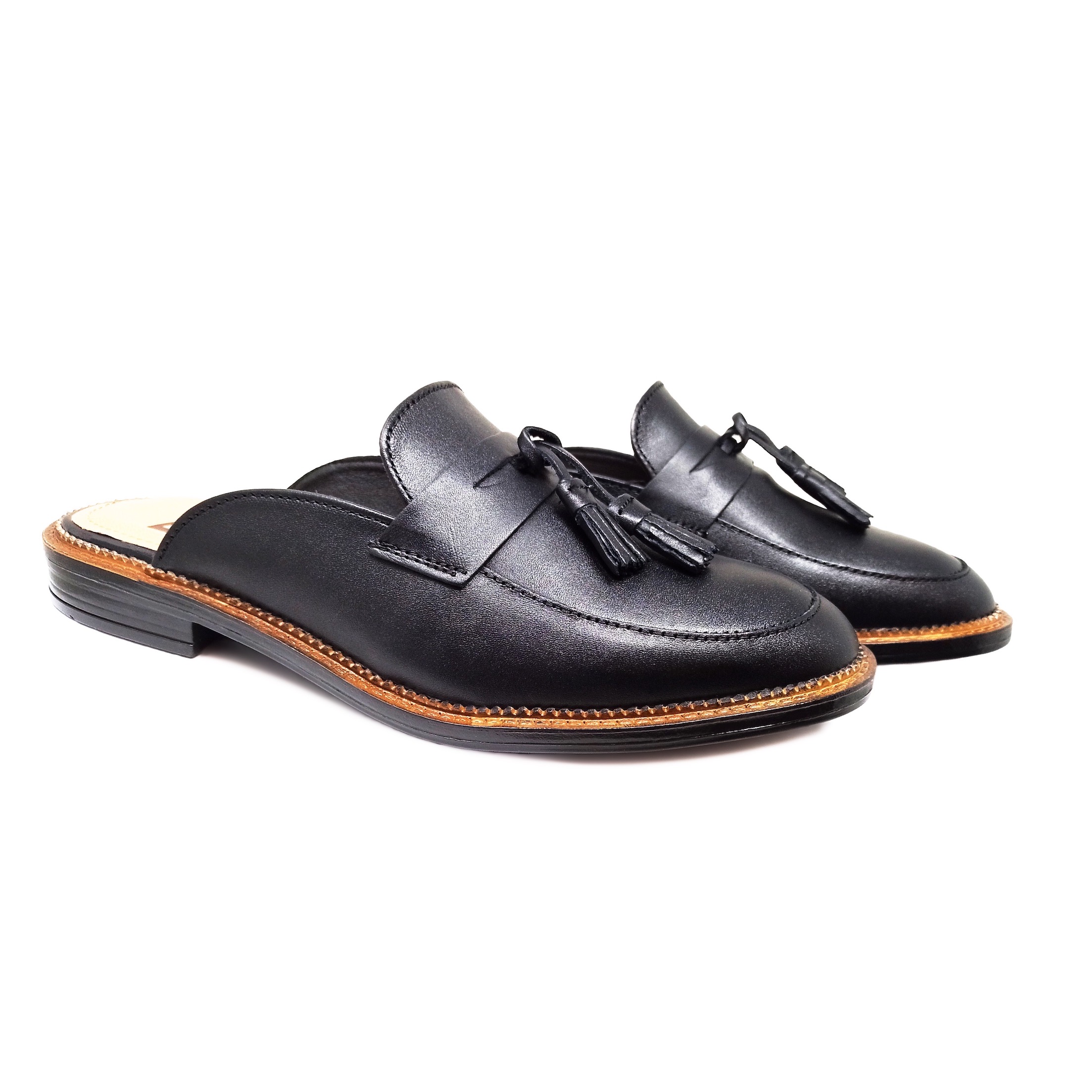 Zapato Tipo Mule Flat Dasalo Negro En Piel Vacuno Para Dama