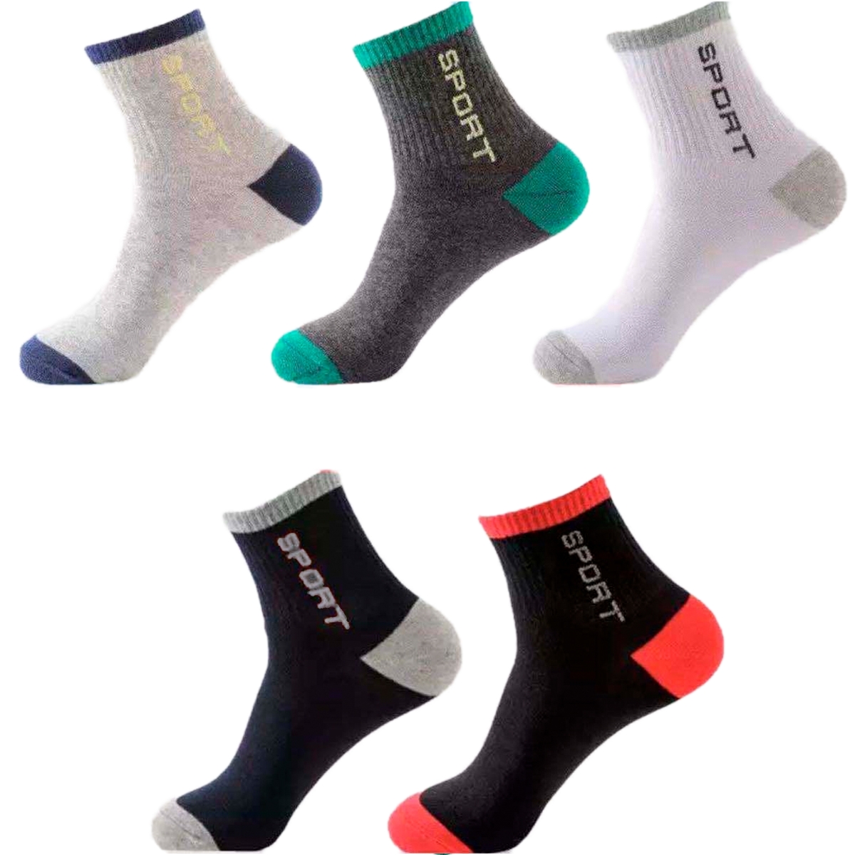 Calcetines Cortos Para Hombre. Colores Combinados. 5 Pares