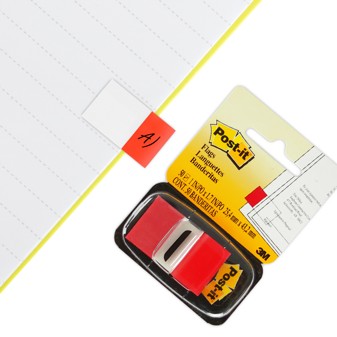 BANDERITAS ADHESIVAS POST-IT 3M ROJO BLISTER C/ 50 PIEZAS
