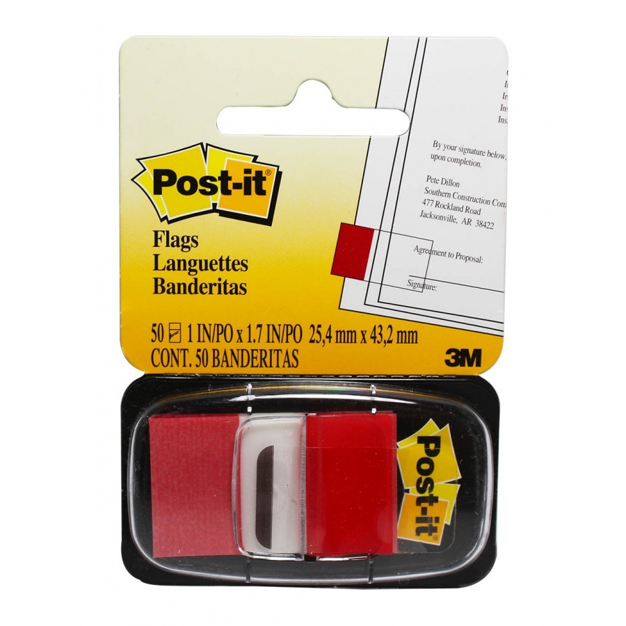 BANDERITAS ADHESIVAS POST-IT 3M ROJO BLISTER C/ 50 PIEZAS
