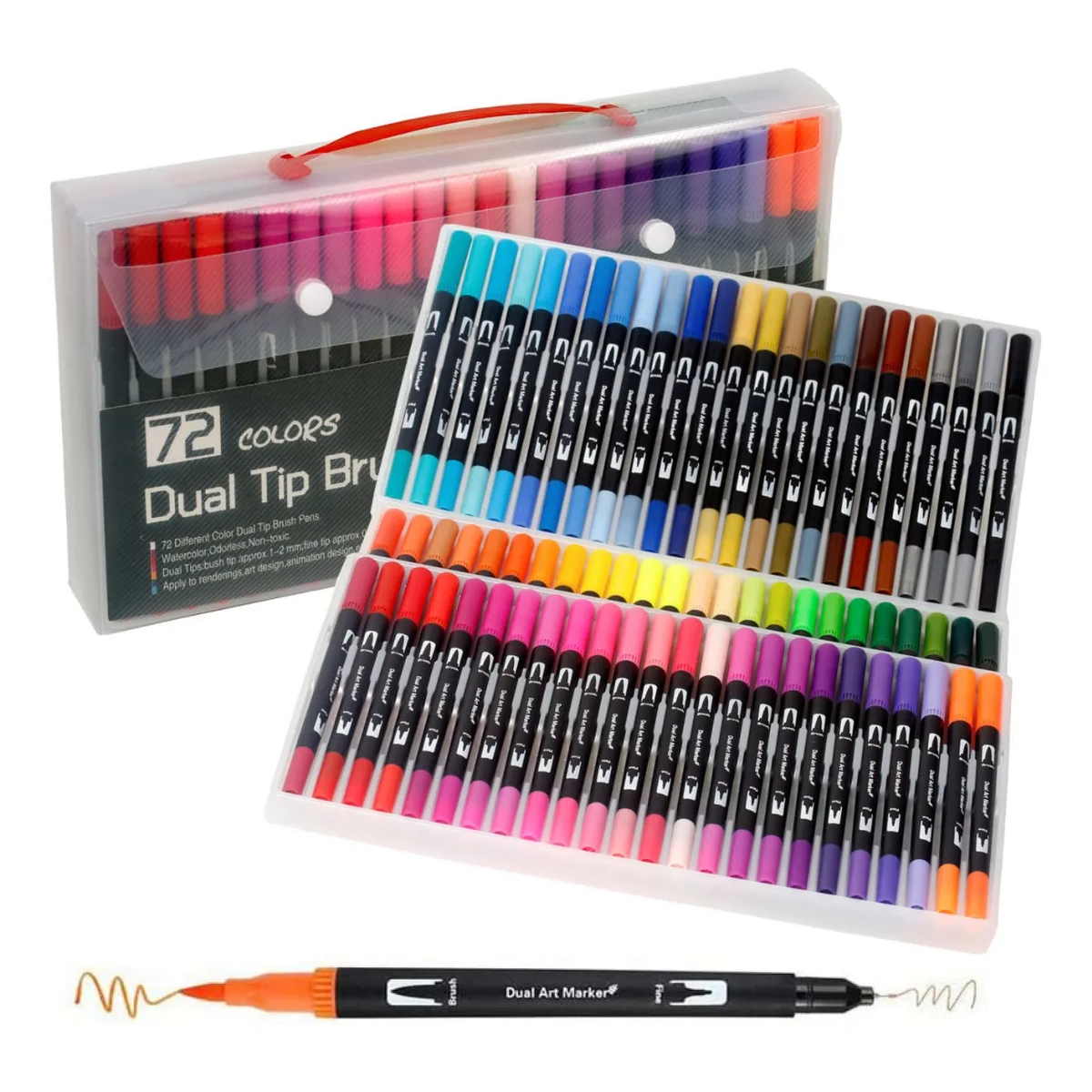 Marcadores Plumones Doble Punta Pincel 72 Colores