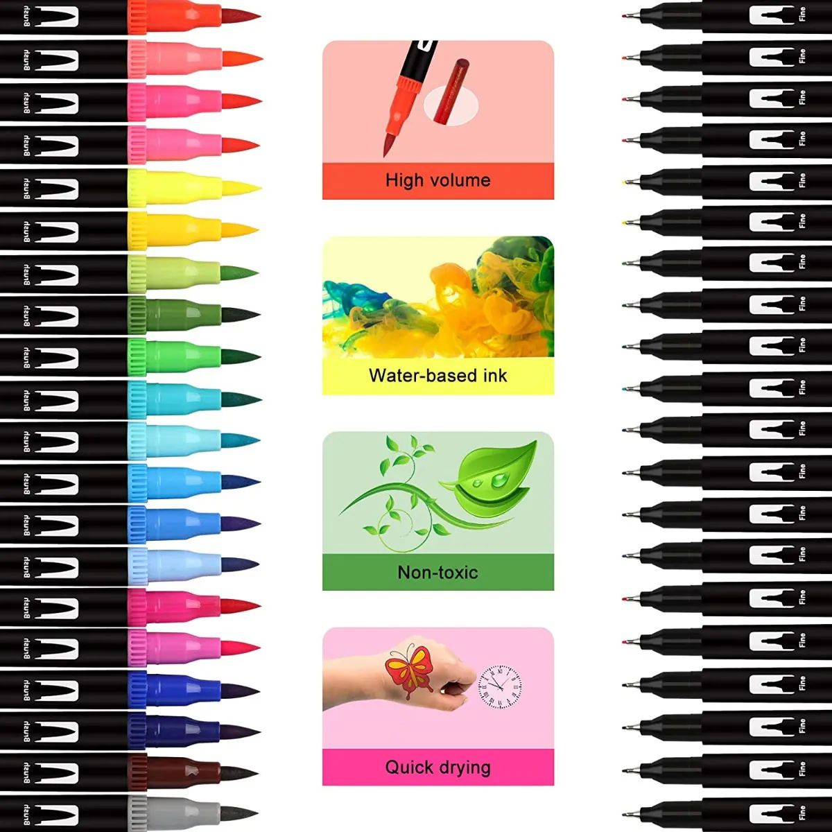 Marcadores Plumones Doble Punta Pincel 72 Colores