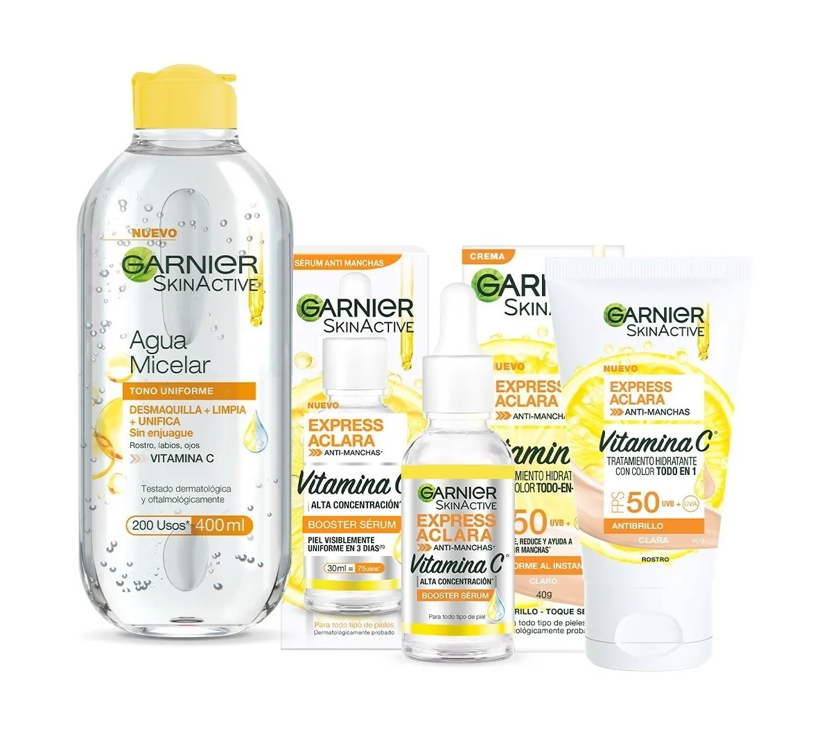 Kit Garnier Express Aclara; Serum+all In1 Claro+agua Micelar