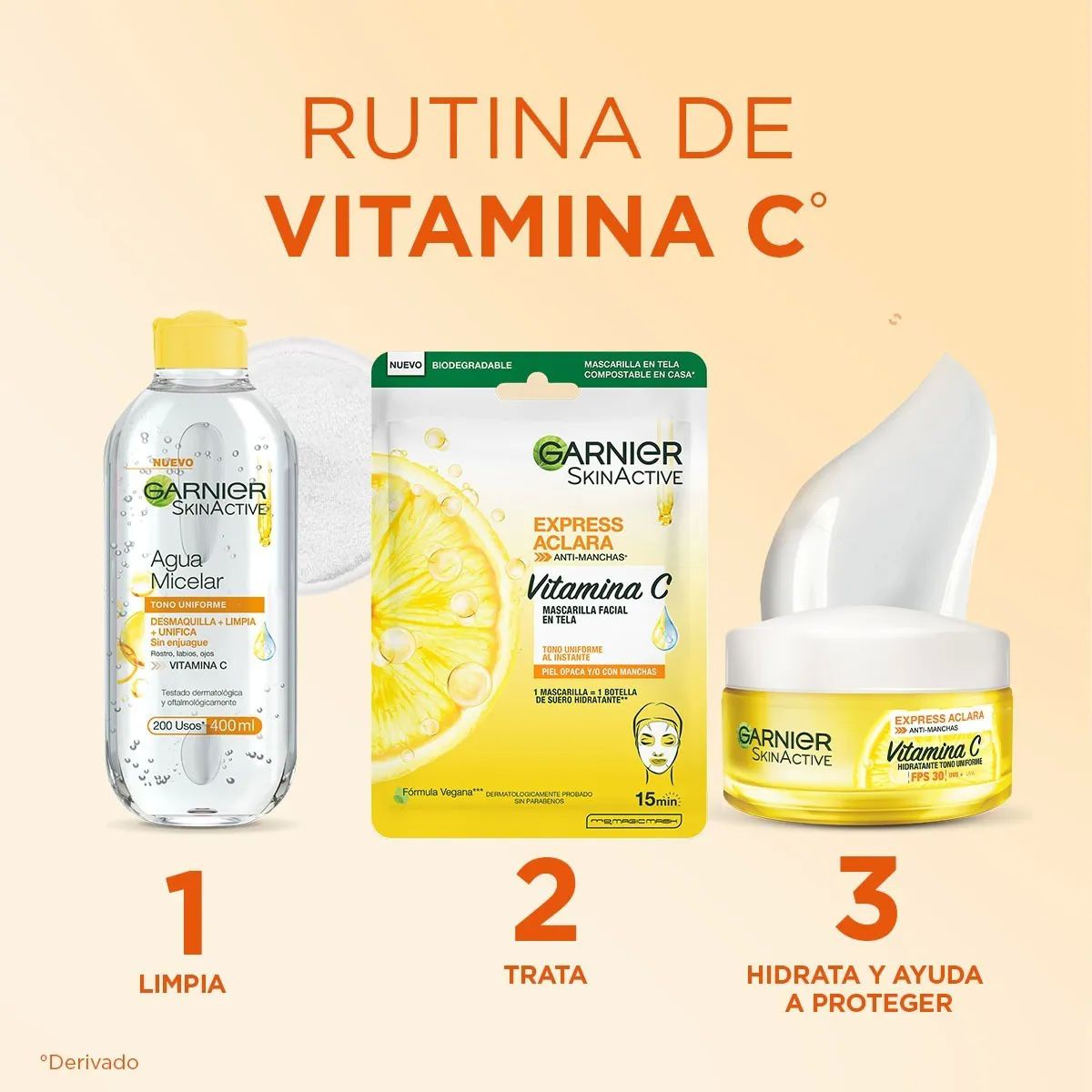Kit Garnier Express Aclara: Crema + Agua Micelar + Mascaras