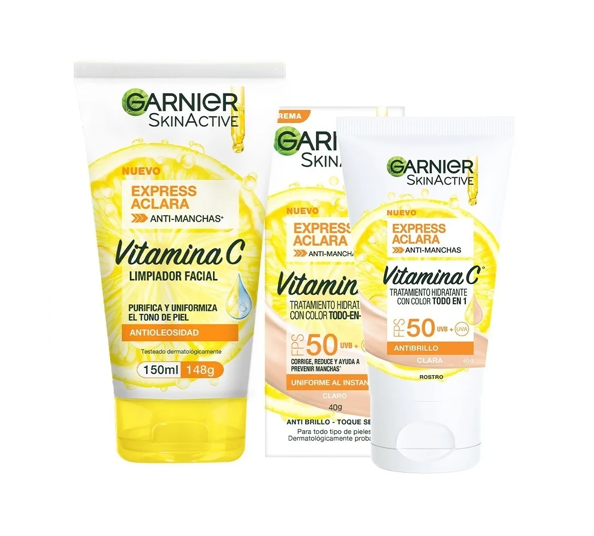 Kit Garnier Express Aclara; All In 1 Claro+ Gel Limpiador