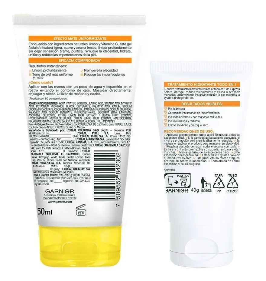 Kit Garnier Express Aclara; All In 1 Claro+ Gel Limpiador