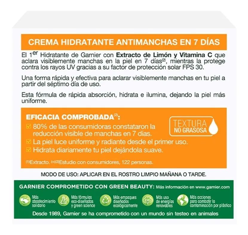 Crema Hidratante Garnier Express Fps30 Vitamina C Aclara