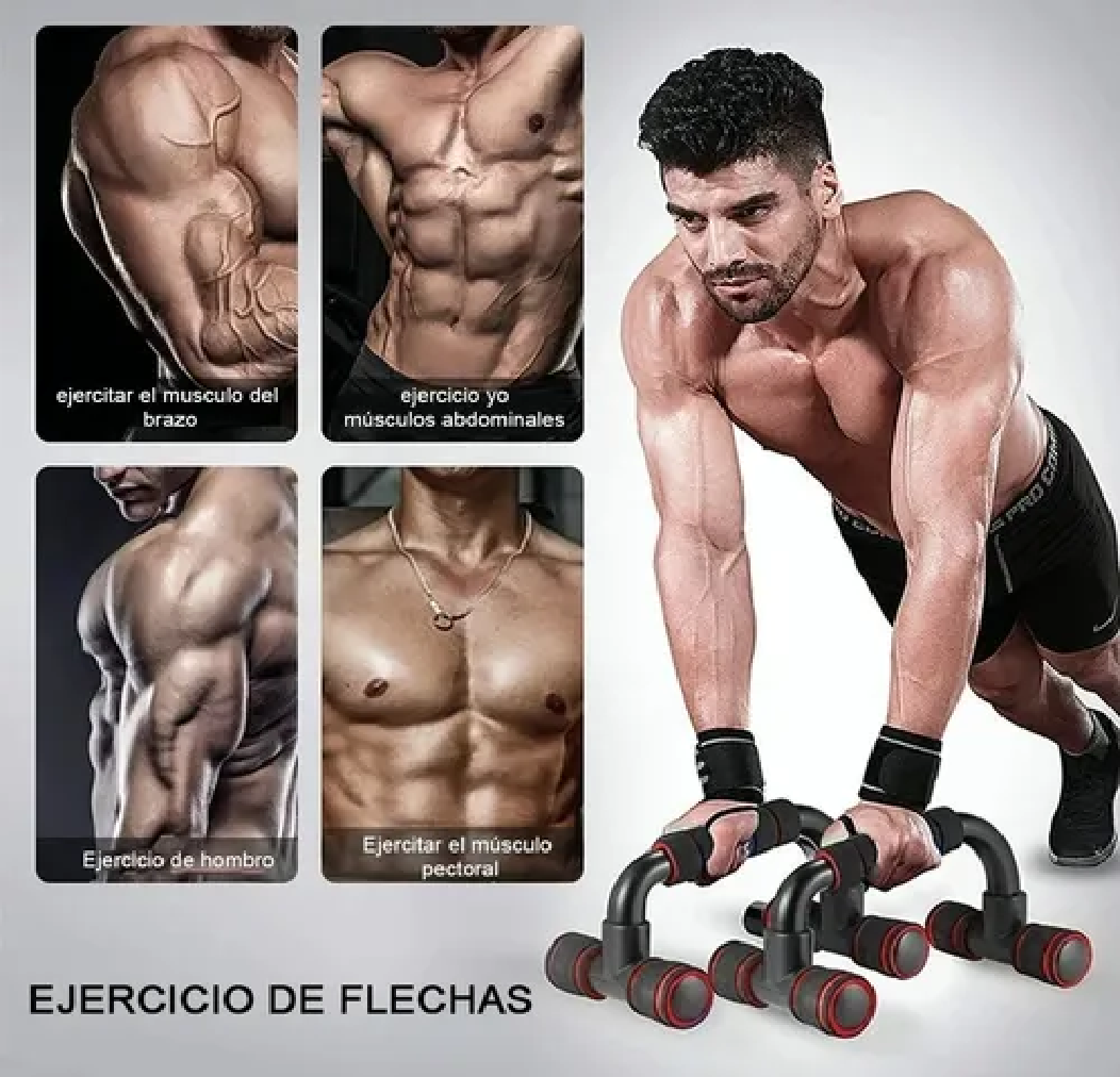 Kit Rodillo Abdominal Barras Push-up Cuerda Ejercitador Mano