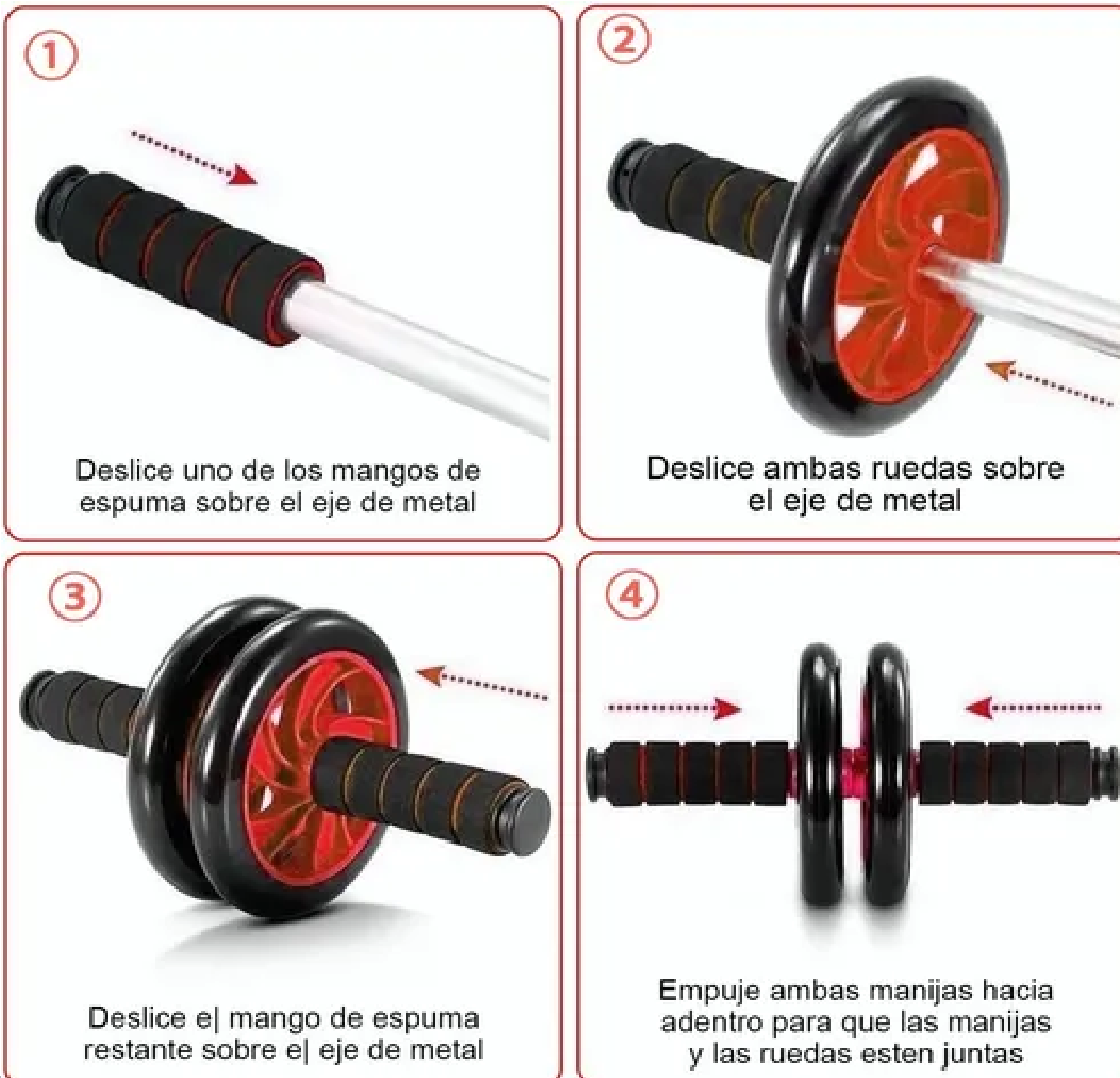 Kit Rodillo Abdominal Barras Push-up Cuerda Ejercitador Mano