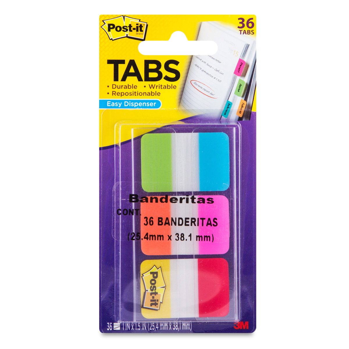 BANDERITAS ADHESIVAS RÍGIDAS POST-IT 3M 6 COLORES NEÓN 25.4mm x 38.1mm