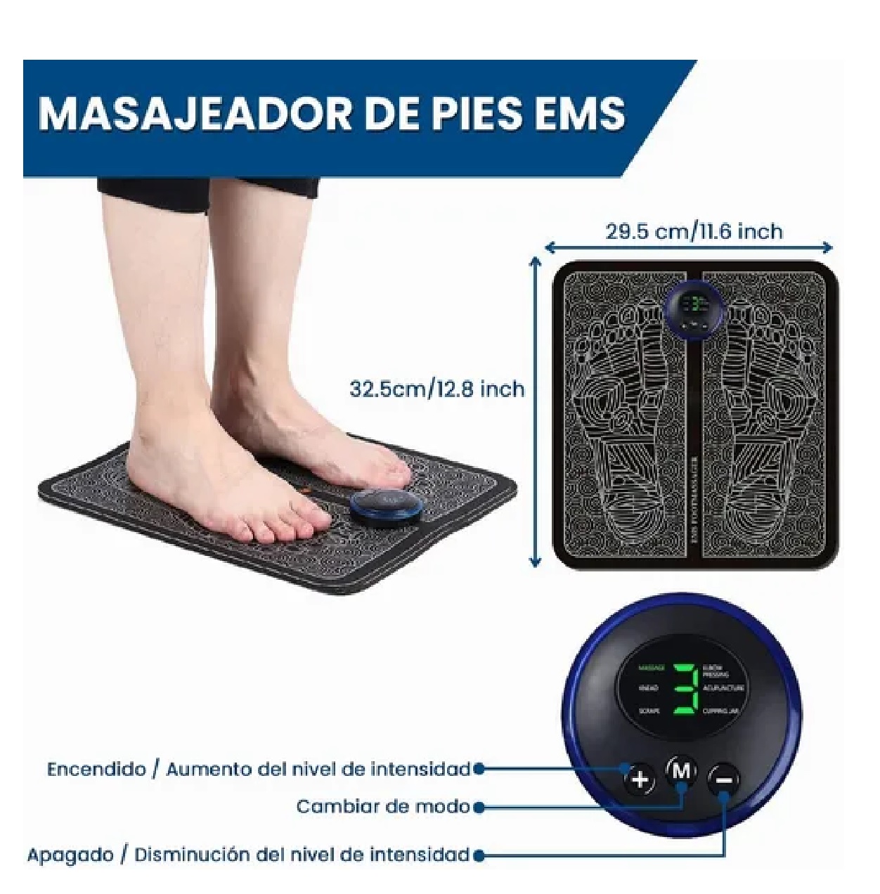 Masajeador De Pies Eléctrico Con 6 Modos 9 Intensidades