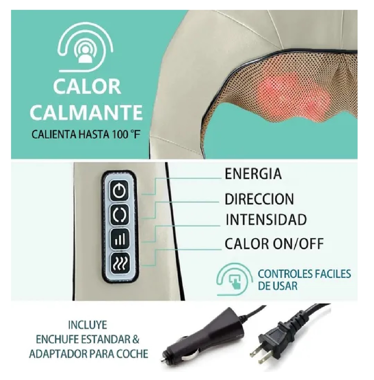 Masajeador Cuello Espalda Hombros Pies Calor