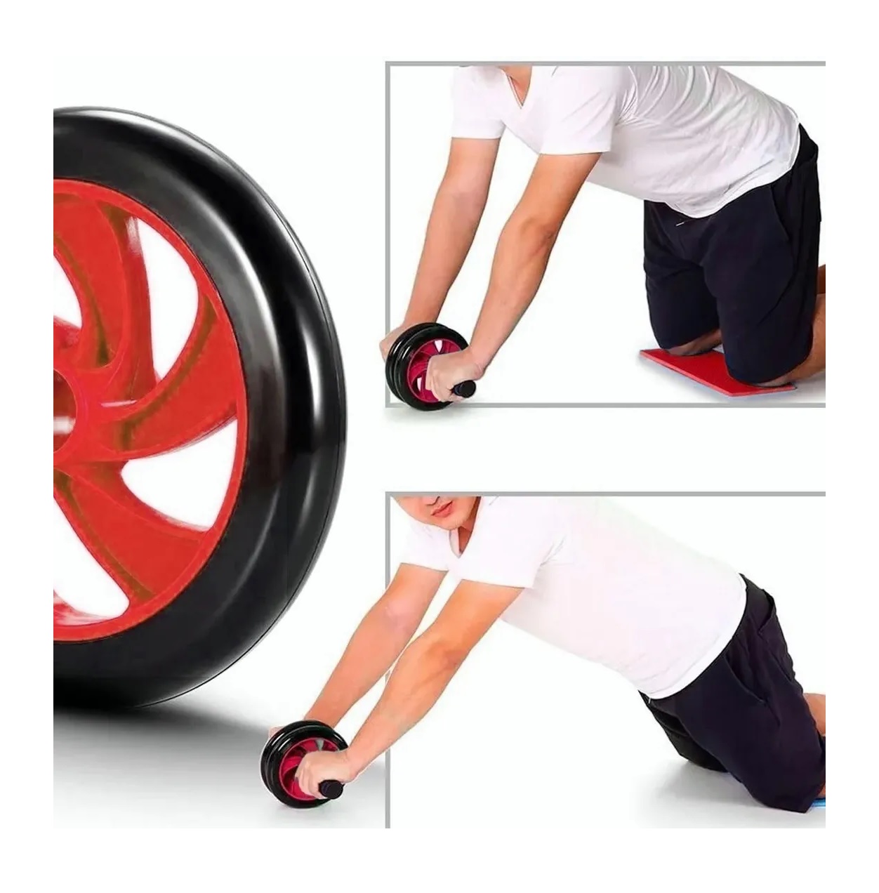 Kit Rodillo Abdominal Barras Push-up Cuerda Ejercitador Mano