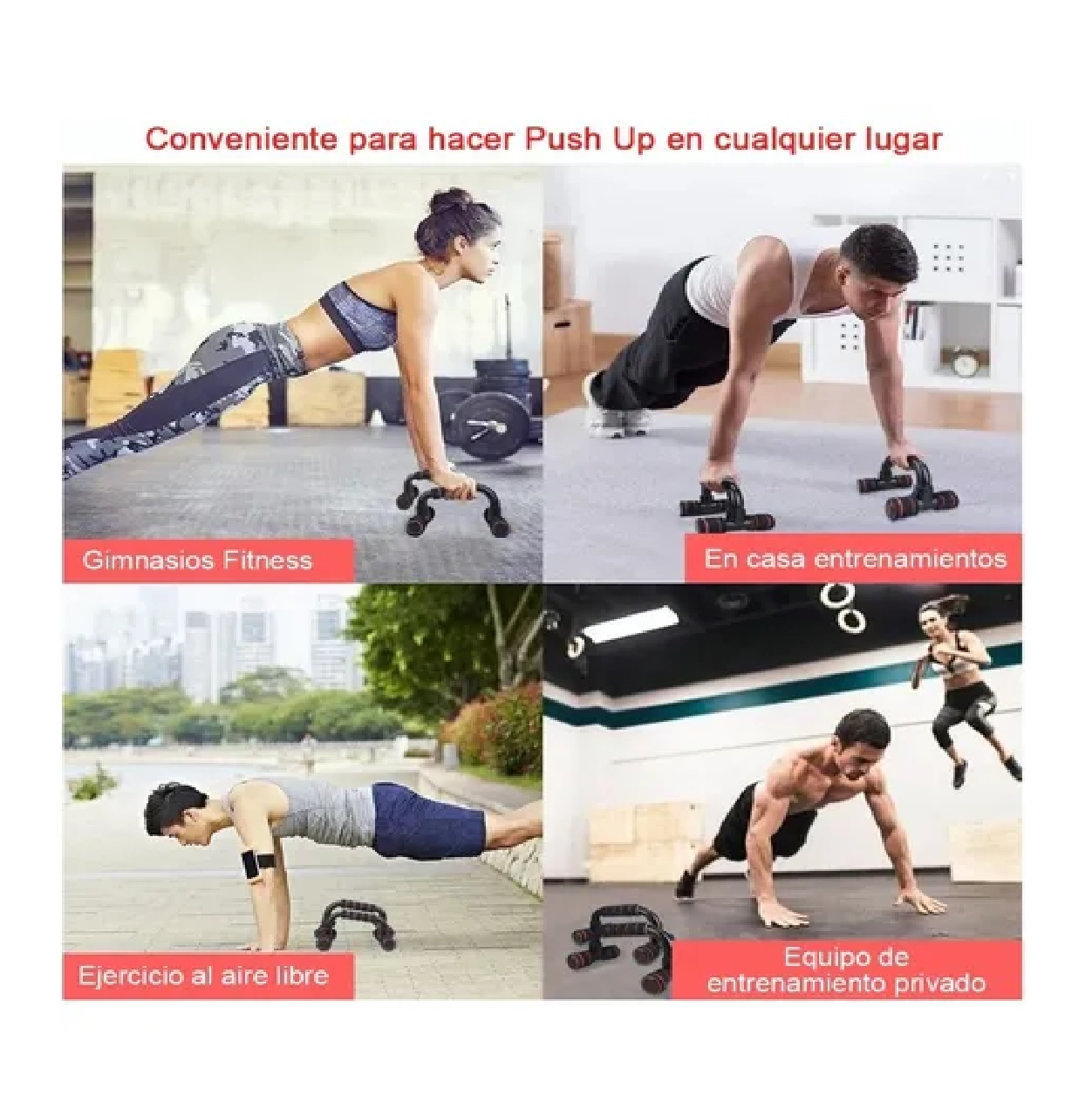 Kit Rodillo Abdominal Barras Push-up Cuerda Ejercitador Mano