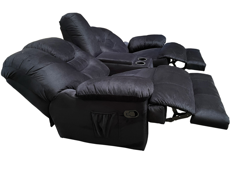 RECLINABLE DOBLE TOLEDANO TERCIOPELO NEGRO ESPACIO MUEBLES UNICAMENTE VENTA Y ENTREGA EN CIUDAD DE MEXICO Y AREA METROPOLITANA