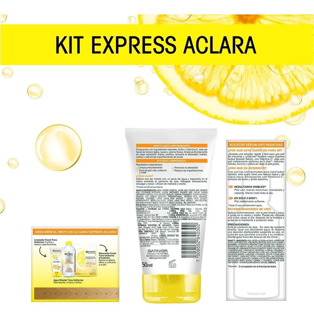 Kit Garnier Express Aclara: Serum Crema Gel Con Vitamina C