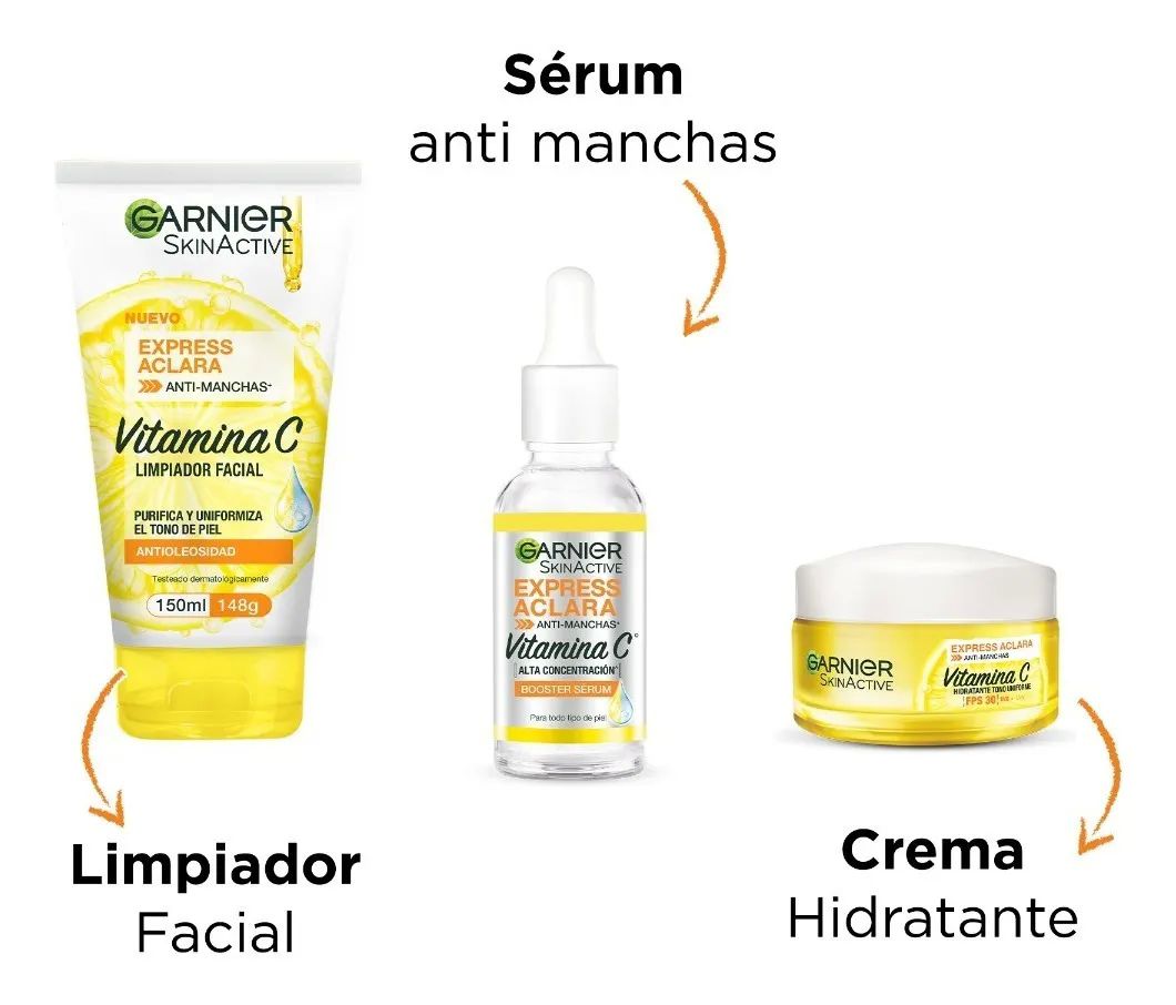 Kit Garnier Express Aclara: Serum Crema Gel Con Vitamina C