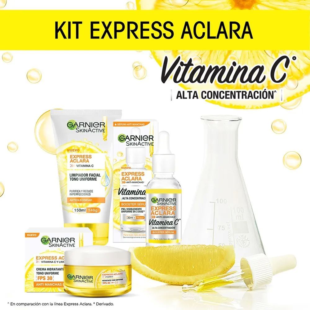 Kit Garnier Express Aclara: Serum Crema Gel Con Vitamina C