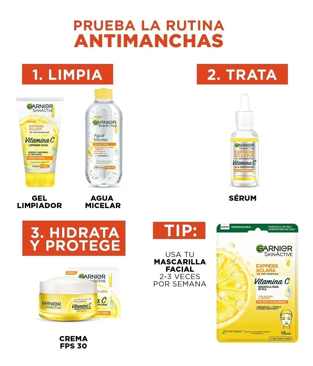 Kit Garnier Express Aclara: Serum Crema Gel Con Vitamina C