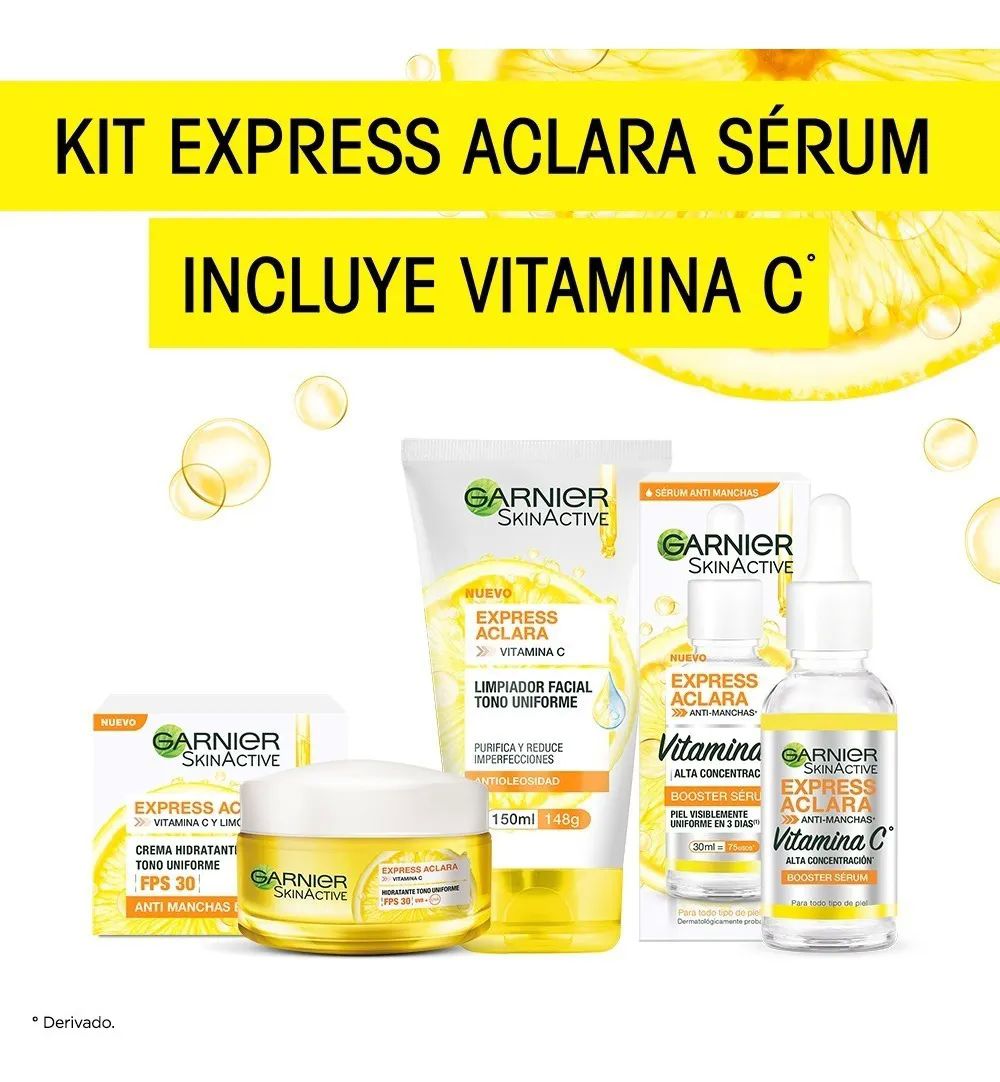 Kit Garnier Express Aclara: Serum Crema Gel Con Vitamina C