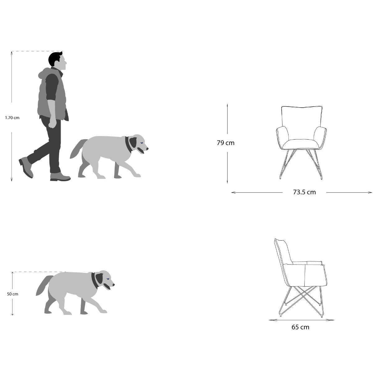 Silla Brogue de Tela color Gris Oscuro