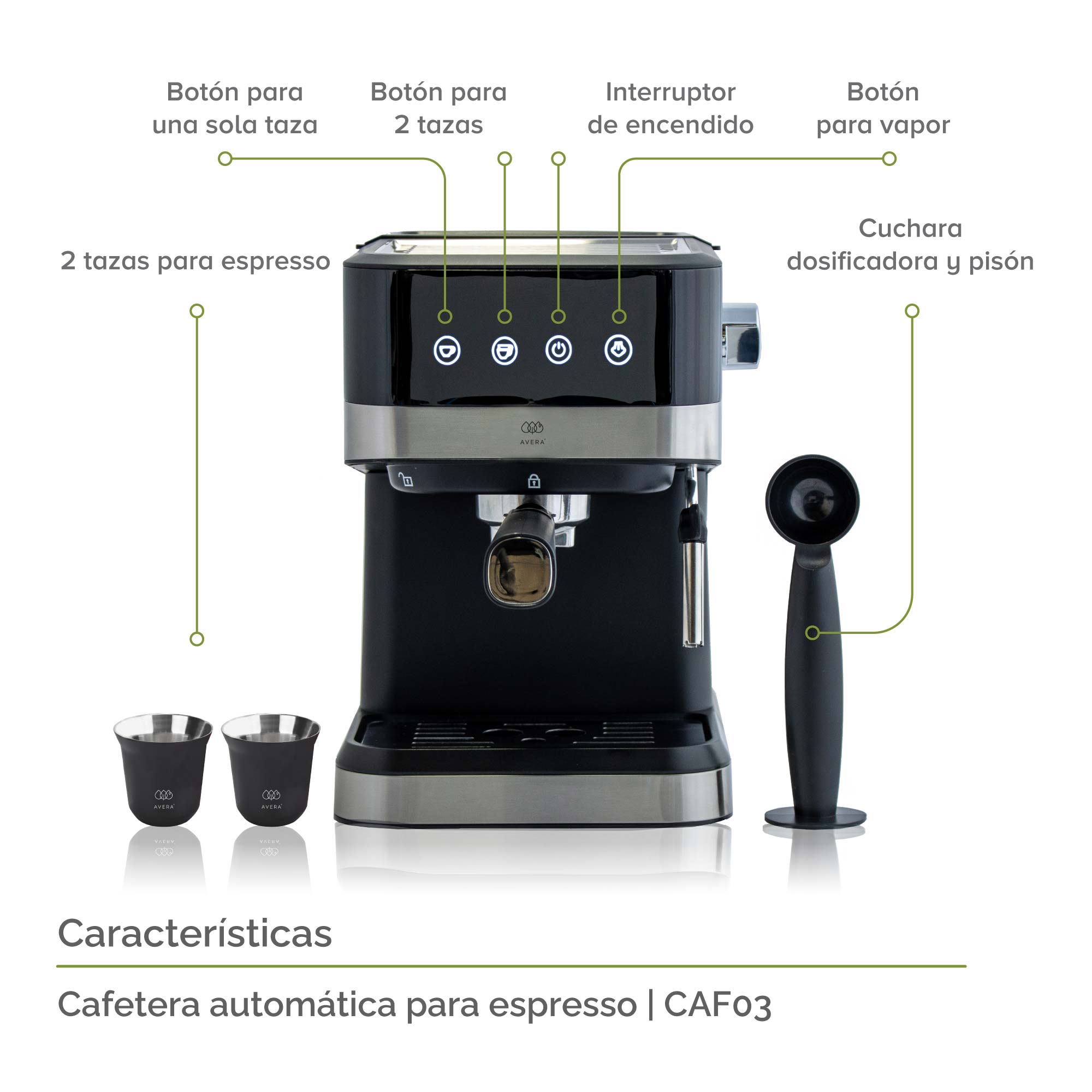 Cafetera Café Expreso Y Cappuccino Automática Avera CAF03
