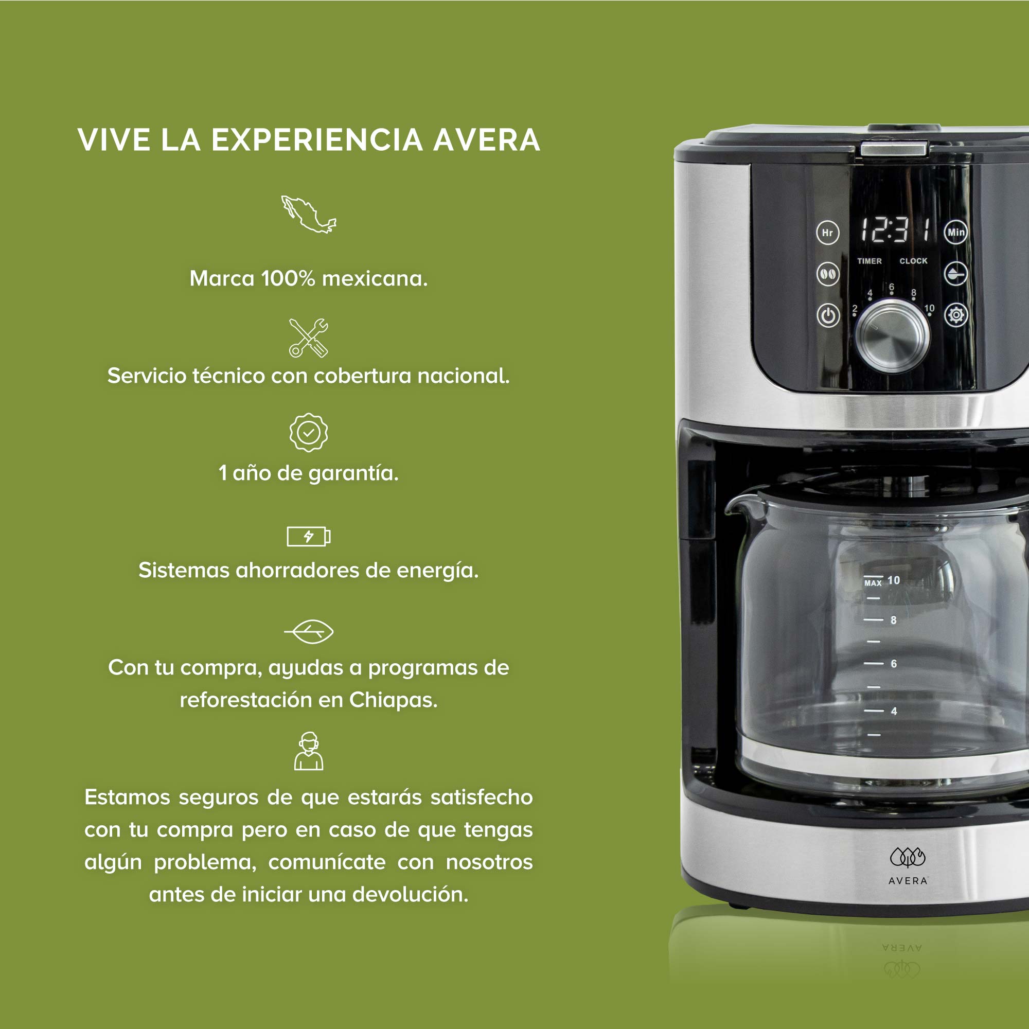 Cafetera Automática Con Molino Integrado De Café Avera CAF01