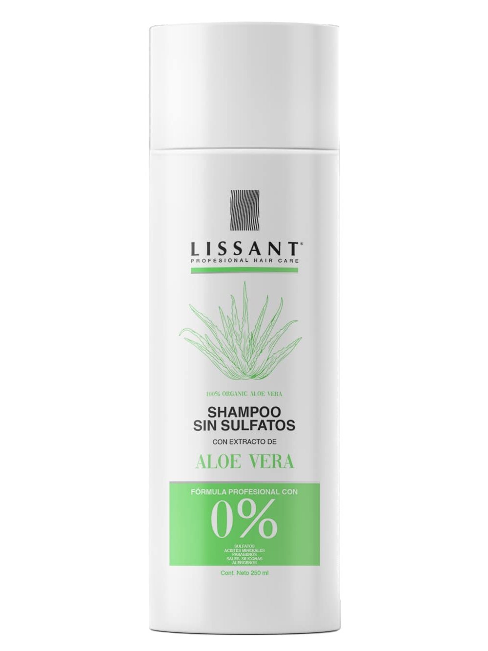 Shampoo Neutro Post alaciado Sin Sulfatos, Parabenos, Sal, Alergenos, con extracto de Aloe Vera - Lissant 250ml