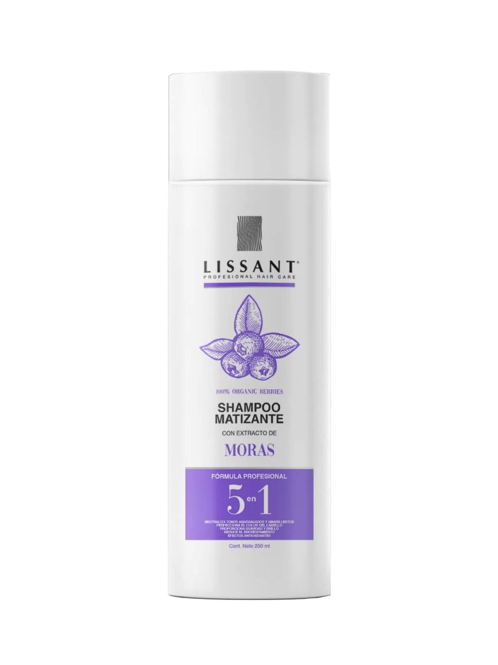 Shampoo Matizador Morado de Cabellos Rubios, Dorados, Luces, Rayos, Platinado, Canas, Teñidos - 250ml de Lissant